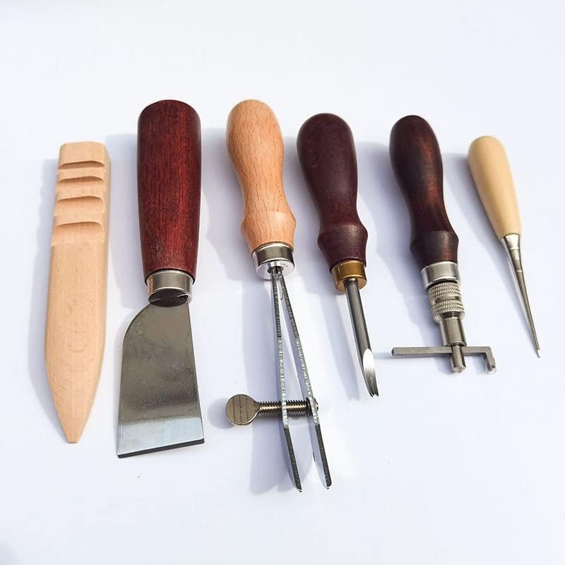Conjunto de ferramentas de couro artesanal DIY Kit multitool de 6 peças para punir e aparar -