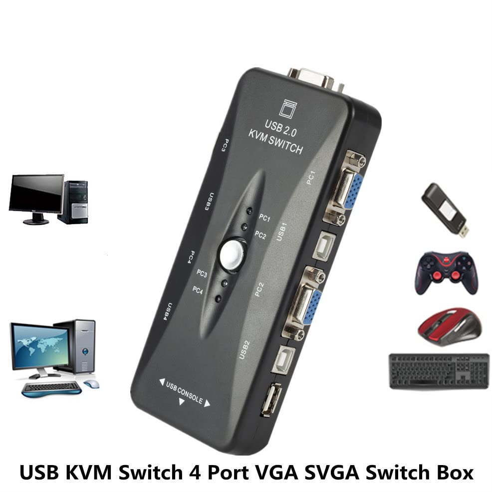 Switch USB KVM 4 PORT VGA Caixa de chave USB 2.0 KVM Mouse Switcher teclado 1920 * 1440