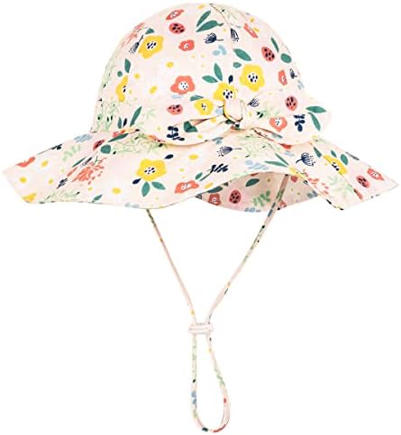 Chapéu de sol para menina com upf 50+ chapéu de praia ajustável ao ar livre com chapéus de balde largo largo