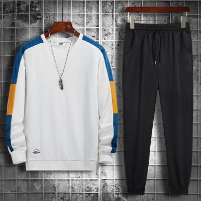 Homens definidos com retalhos de retalhos sólidos outono masculino para roupas esportivas de roupas de capuz+calça 2pcs Conjunto