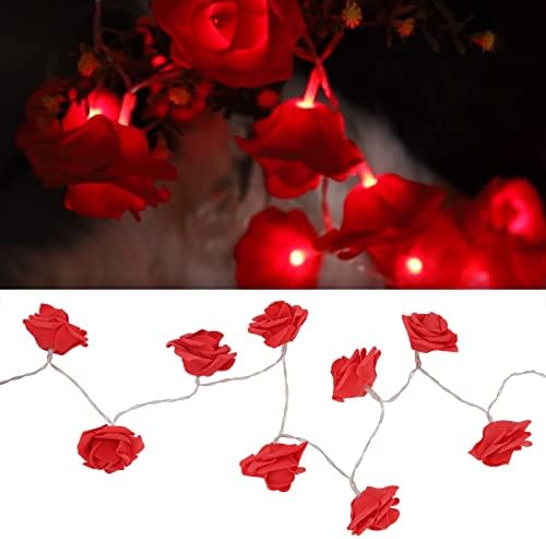 Luz de fada de rosa LED, luminária de cordas internas de PVC Luz romântica Decorativa vermelha à prova d'água para árvore para a porta
