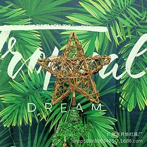 Christmas Rattan Star Treetop com Suporte de Primavera Tree Tree Decoração de Christmas Tree Top Star Decoração