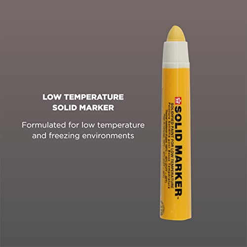 Marcadores de tinta sólidos de Sakura Mini com ponta de pressão - canetas de marcador permanente de baixa temperatura - janela, madeira e marcador de vidro - 10 mm de ponta - tinta amarela - 12 pacote