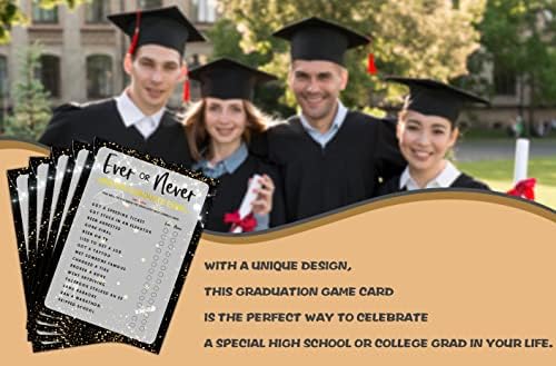 Jogos de festa de graduação - sempre ou nunca cartões de jogo para a graduação - decorações de festa de formatura 2022 - Gold & Black Grad Celebra