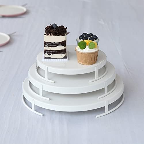 Conjunto de bolo de 3 peças, suporte de bolo de metal, suporte de cupcake branco para 12 cupcakes, bolo significa sobremesa,