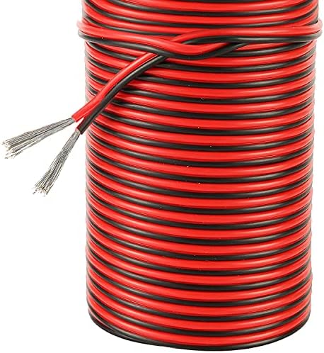 Fio de extensão de 2 pin de calibre 20, EVZ 20AWG 2 Condutor paralelo cabo elétrico para tiras de LED Single Color 3528 5050, vermelho preto, 1*roll, 1936ft/590m