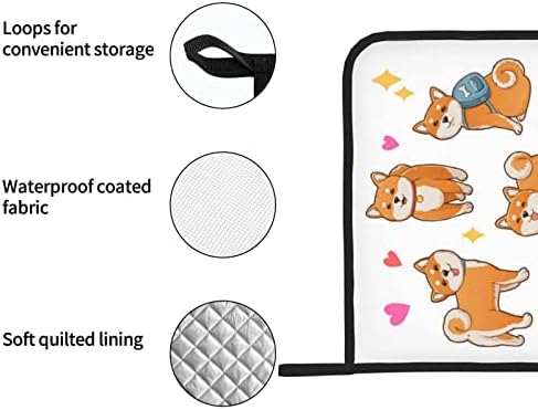 Suportes fofos de panela de cachorro shiba inu conjunto de 2 ï¼ˆ8 x 8 polegadas ‰ resistente ao calor não deslizamento para cozinha