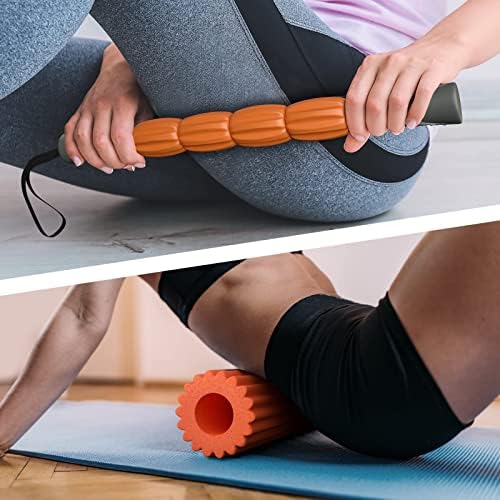 Rolo de espuma de ponto de gatilho Yinhang Conjunto de rolos com massagem para pernas dores nas costas, 18 polegadas 3 em 1 Massageador muscular profundo para fisioterapia e exercício, alongamento, liberação miofascial, ioga, pilates