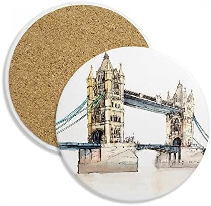 London Bridge em Londres Inglaterra Inglaterra Coaster Copa Canejador de caneca absorvente Pedra para bebidas 2pcs Presente