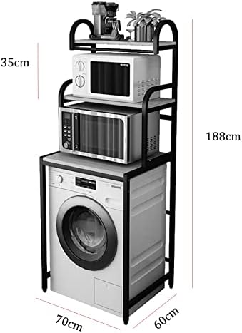 Armazenamento do banheiro Prmal, armas de armazenamento de arruela Piso em pé para o vaso sanitário, quadro de aço carbono ousado rack de lavarhine, rack de 3 camadas de Washinghine/preto