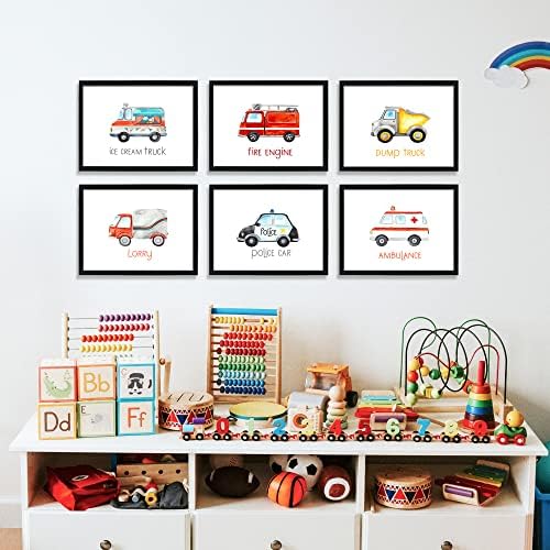 Fotos de parede de caminhão / conjunto de 6 carros impressão de arte para meninos Decoração de quarto / criança decoração