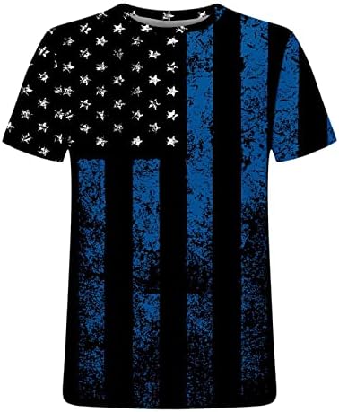 Camiseta masculina, 4 de julho Funny T camisetas gráficas 3D Impressão de verão Tops EUA American Flag Independence Day Tees