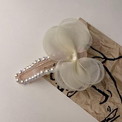 Walnut Color Solid Bowknot Cabels para meninas pérola malha de arco barretas de pato clipe de pato women hair acessórios