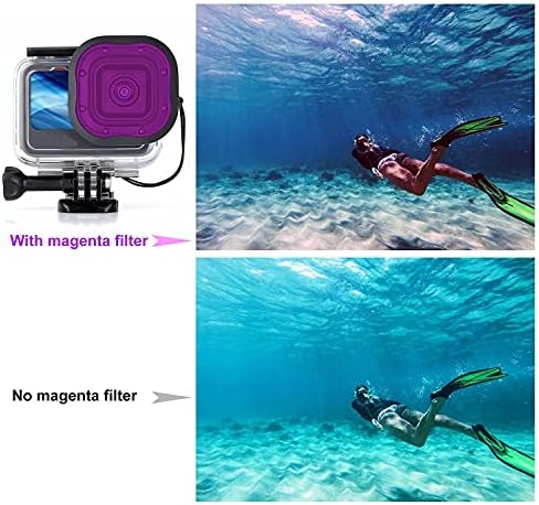 Filtro de mergulho de yallsame com snorkel de snorkel vermelho magenta +5 macro para o herói da GoPro 11 10 9 8 Caso