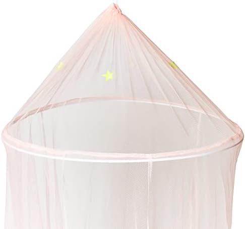 Canopy rosa da cama de princesa com estrelas, rede de mosquitos para berçário, roupas de cama infantis, acessórios de cortina de