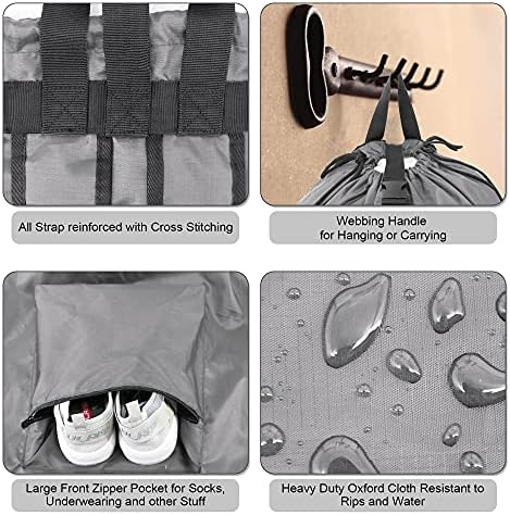 Backpack de lavanderia cinza Beegreen com alças ajustáveis ​​e bolsa de lavanderia preta de Beegreen com tiras ajustáveis ​​2