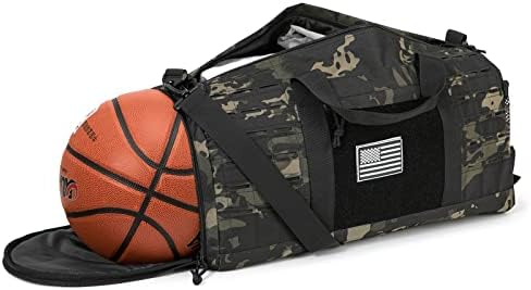 QT & QY 40L Bag tática militar para homens esportes saco de ginástica Fitness Tote Travel Duffel Bags Bag de treino com compartimento de calçados bolsa de futebol de basquete de basquete