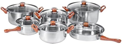 N/A Potes de aço inoxidável e panelas conjuntos de utensílios de cozinha Conjunto com frigideira da panela de sopa com tampa 12 peças
