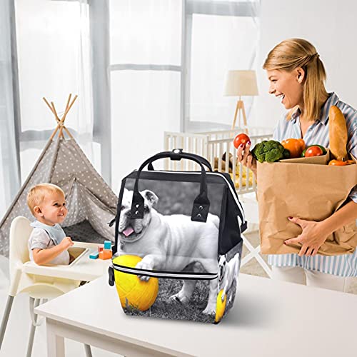 Bulldog Play Ball Freia Tote Bags Mummy Backpack de grande capacidade Bolsa de enfermagem Bolsa de viagem para cuidados com o bebê