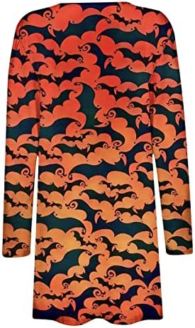 Cardigan para o casaco de xale da frente aberto feminino Halloween mangas compridas casuais camisa longa camisa quimono blusa tops