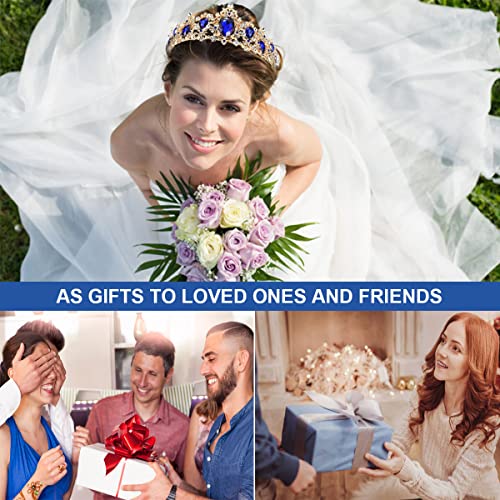 Coroa de cristal de strass vintage Fercaish, coroa de casamento azul de cristal royal para noivas, acessórios para