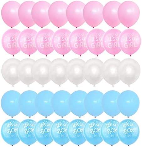 Balões de revelação de gênero, 50 PCs Balões de látex brancos azuis rosa para o chá de bebê revelando suprimentos e decorações