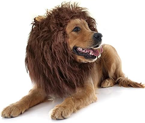 Peruca de leão onmygogo para cães com orelhas, fantasias engraçadas para animais de estimação para o Natal do Halloween