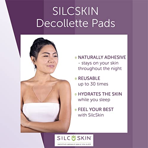 Silc Skin Decollette Pad - reutilizável adesivo autoadesivo durante a noite, feito com silicone de grau médico, suaviza linhas finas e estrias, 1 bloco