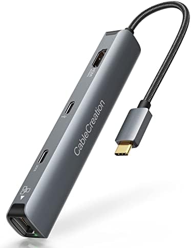Adaptador multiporto de cubo USB C, Cablecreation 6 em 1 pacote de cubo USB-C com cableCreation 0,5 pés curto carregador de iPhone Cabo