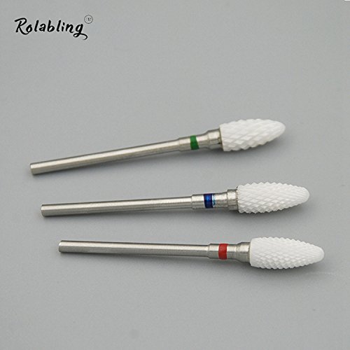 Rolableling Ceramic Unhing Bit Bit Long Bullet Tipo 3/32 Bit de arquivo de unhas elétricas de haste para manicure Ferramenta de pedicure