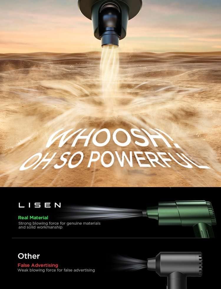 Duster de ar elétrico Lisen - 150000rpm Ano compactado, substituto para ar comprimido pode espalhar para remover pó de removedor,