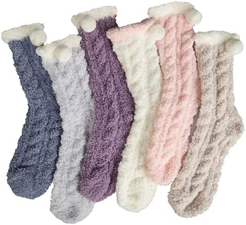 Loritta 6 pares meias femininas fuzzy meias inverno quente macio aconchegante e fofo casa de lineador de sapatilhas dormindo