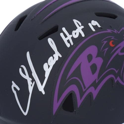 Ed Reed Baltimore Ravens autografou Riddell Eclipse Mini capacete de velocidade alternativo com inscrição HOF 19 - Mini capacetes autografados da NFL