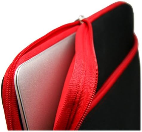 Caixa de ondas de caixa para Dynabook Portege x30t - SoftSuit com bolso, bolsa macia neoprene capa com zíper - jato preto com acabamento vermelho
