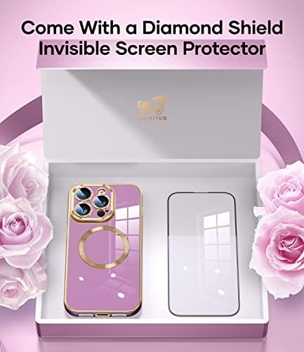 Jueshituo Ture Magnetic Ture Color para iPhone 14 Pro Max Case com tampa exclusiva de lentes de construção [ímã nº 1 forte N52] para mulheres meninas fofas amor garotas