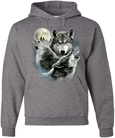 Tee Hunt Howling Wolf Pack Hoodie Wild Wilderness Animais Natureza Moletom da lua