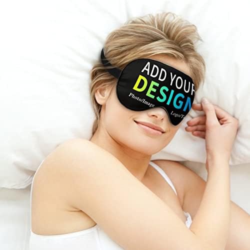 Máscara para o olho do sono personalizada, máscara de sono macio personalizada com logotipo de texto de foto, cobertura de olho de cegueira personalizada com cinta ajustável para o escritório de viagens de avião para dormir