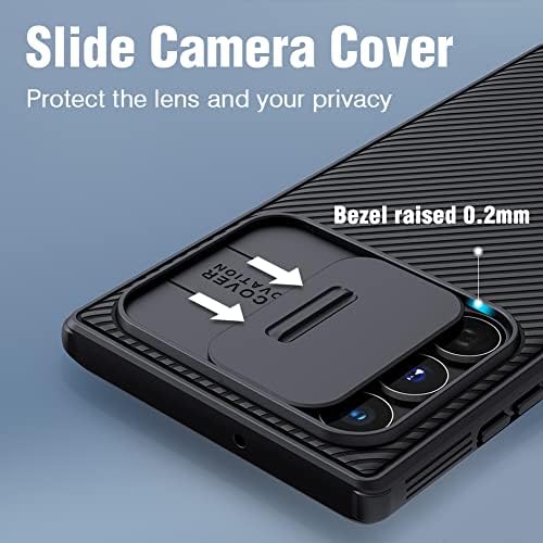Erhu para Samsung Galaxy S22 Caso Ultra com tampa da câmera, capa S22 S22 Ultra com pára -choques à prova de choque, proteção da lente para Galaxy S22 Ultra 5G Case 6.8 '' 2022 - Black