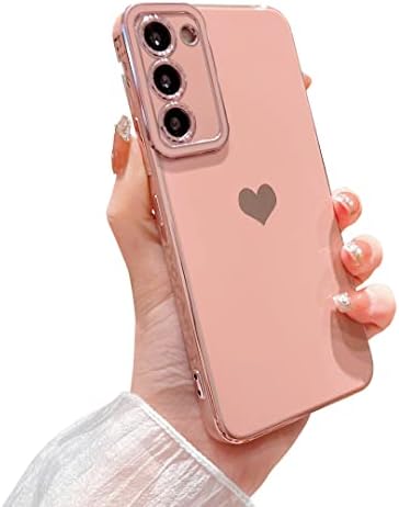 VaniPuff Compatível com Samsung Galaxy S23 5G Capa de telefone Luxury 6D Electroplate Side Love Love Heart Pattren Tampa com proteção contra a câmera completa