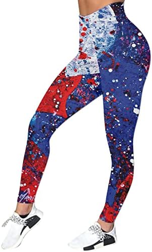 Ethkia Yoga Calças Homem Mulheres Pocket Women Casual Quarto de julho Dia da independência Esportes impressos Leggings Longo