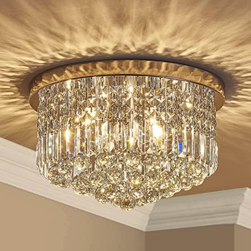 Saint Mossi 22017 Iluminação moderna do lustre de cristal K9, montagem nivelada, perfeita para sala de jantar, banheiro, quarto;