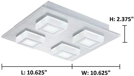 EGLO 94508A Montagem do teto LED, tons brancos de alumínio de 11 polegadas,