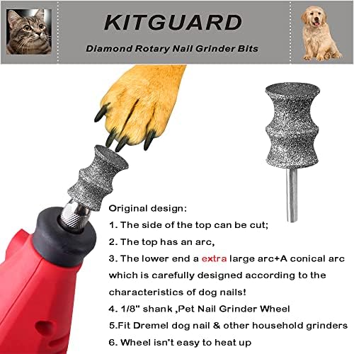 Kitguard diamante dremel cachorro bits de moedor de unhas para rotary ferramenta-1/8 '' dremel cachorro moedor de unhas