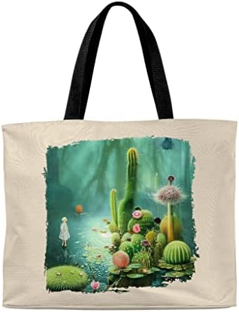 Bolsa de arte de arte de fantasia nouvolgo - bolsa de compras de cacto - bolsa florestal