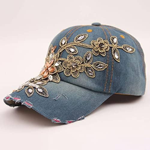 Qlazo inverno gorro de chapéu de flor farfi com relevo jeans baseball bapão de verão moda feminina jeans chapéu de jeans