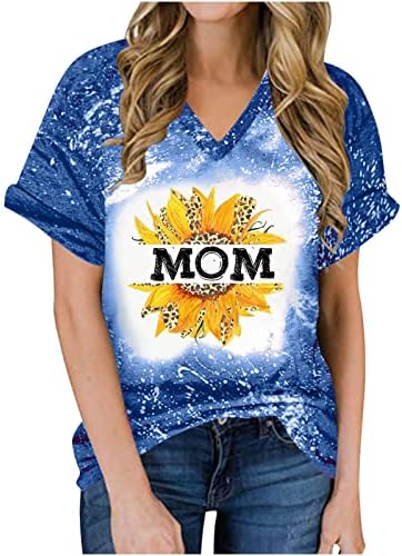 Mama camisa para mulheres de verão Mãe camisa de manga curta Tie Tye Mom camisetas letras imprimidas Tees gráficas casuais