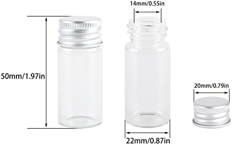 Maxmau 24 conjuntos 10 ml frascos de vidro pequenas garrafas mini frascos minúsculos com tampas de parafuso de alumínio