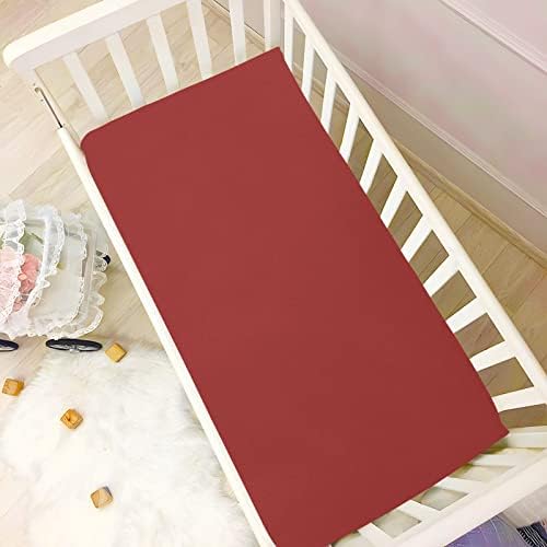 Lençóis de berço ajustados, lençóis de berço de bebê marrom vermelho para meninos meninas, Snug equipado para criança colchão de colchão