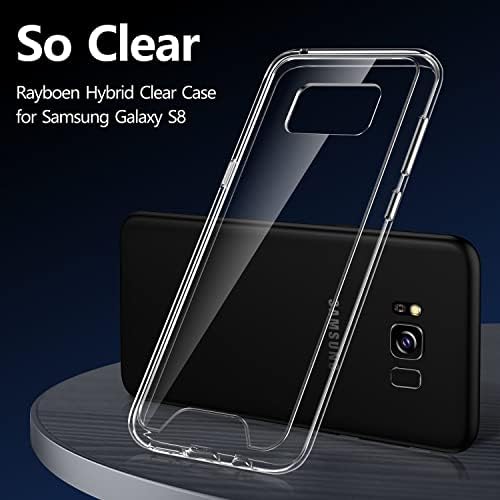 Rayboen para Samsung Galaxy S8 Caixa de telefone Crystal Clear Design Proteção à prova de choque Samsung S8 Caixa de telefone plástico rígido PC Back & Soft TPU Frame Slim Fit S8 Suporte de tampa sem fio Carregamento sem fio