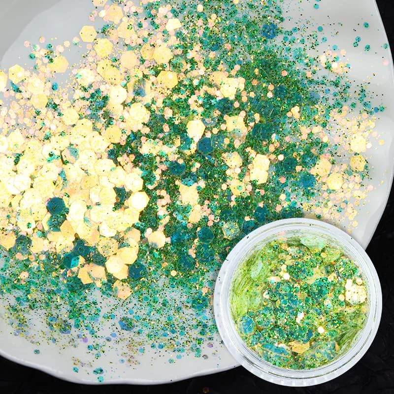Lantejoulas holográficas da arte de unhas de glitter unhas 3D Glitter Metallic Shining Flok